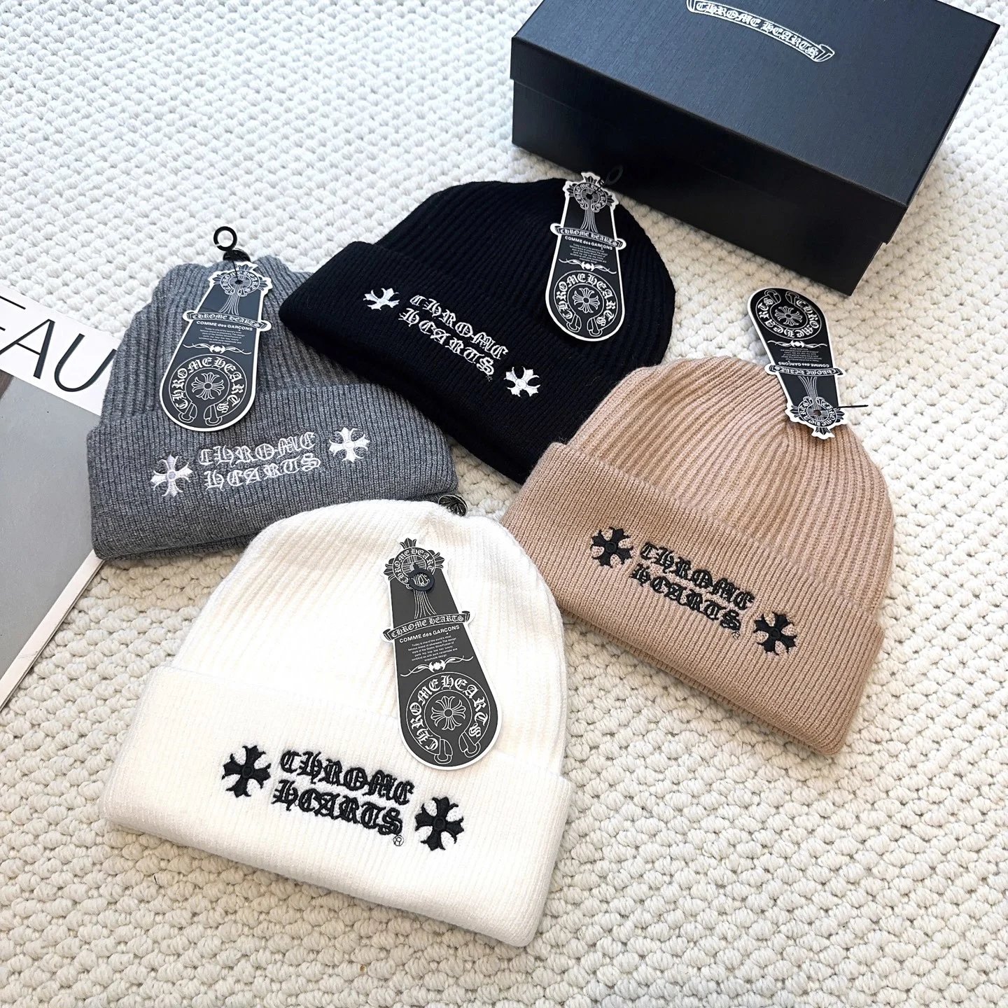 Chrome Hearts Cross Embroidered Knit Beanie