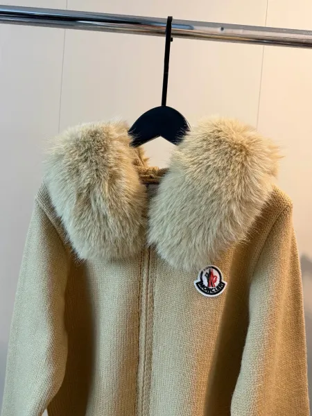 Moncler Hooded Knit Sweater Beige - 7