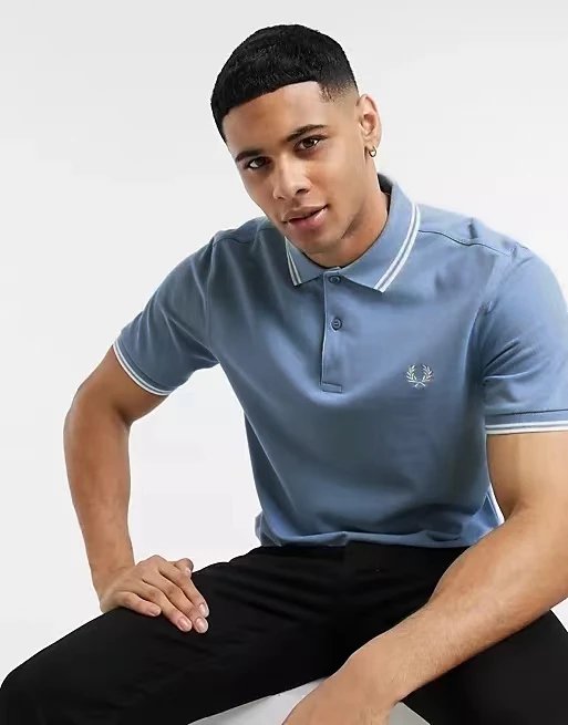2023 Wheat Sheaf New Men's Slim Fit Stand Collar 100% Cotton Polo Shirt