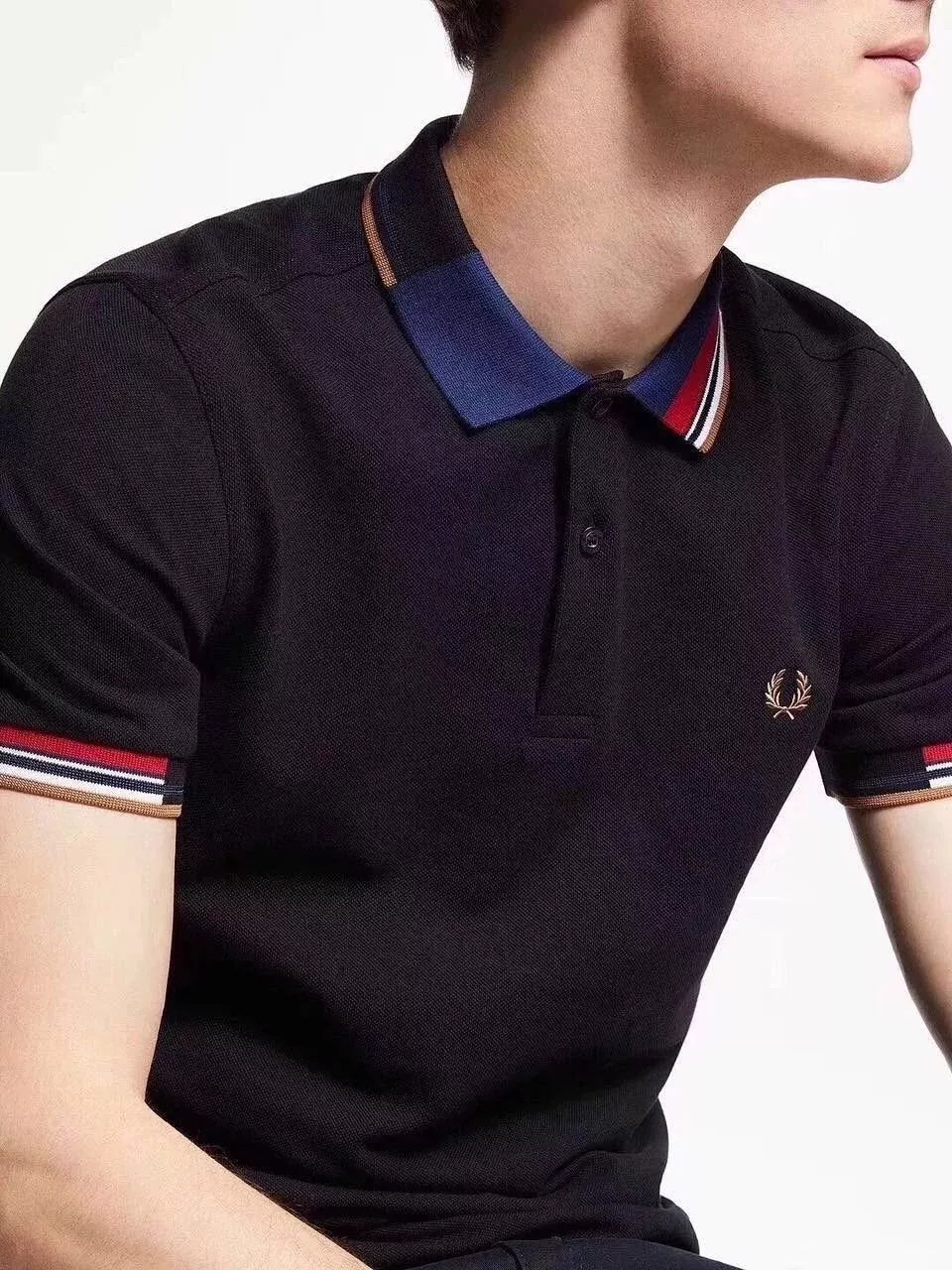 23 Fred Perry Color-Block Collar Men's Slim Fit Short Sleeve Polo Shirt Limited Stock