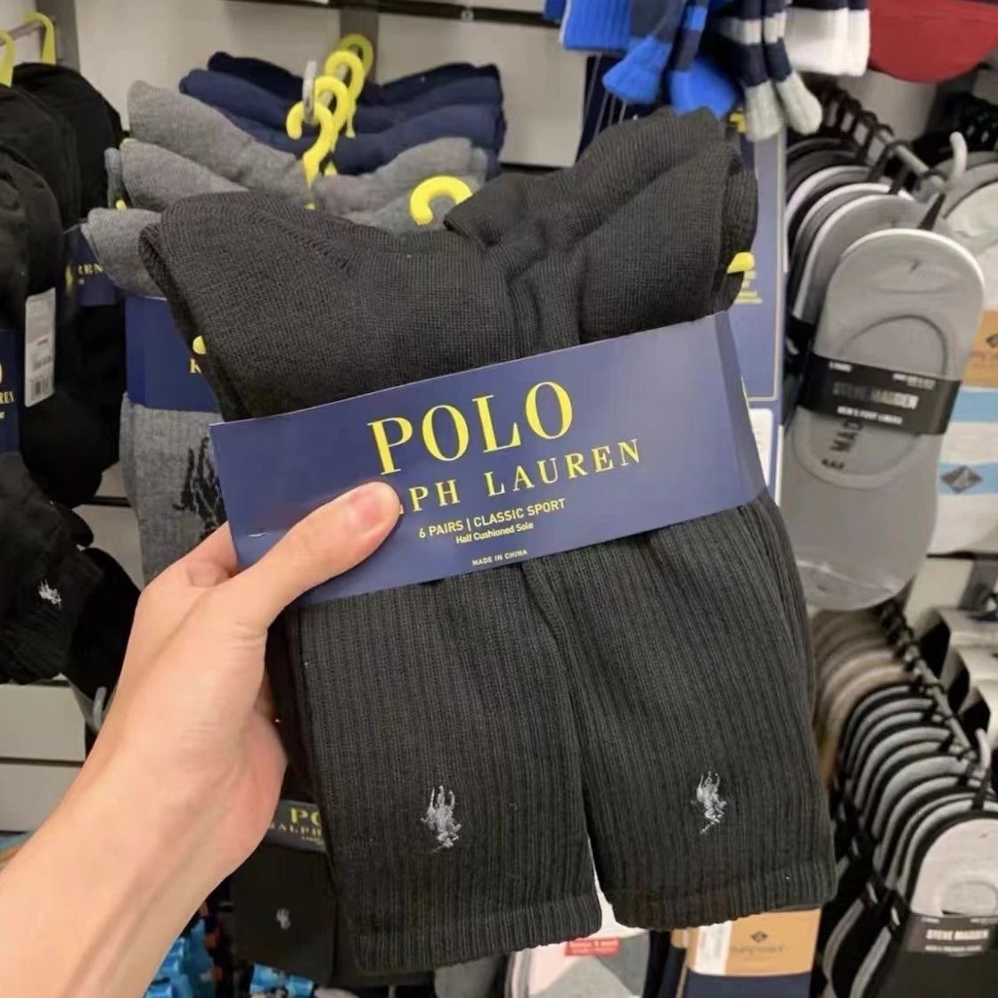 Polo Ralph Lauren Classic Sport Crew Socks Black and White - 4