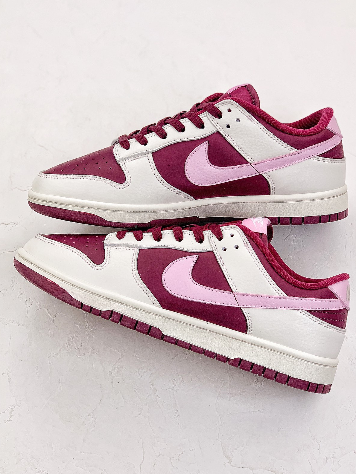 Nike Dunk Low Pink Foam Burgundy Sneakers