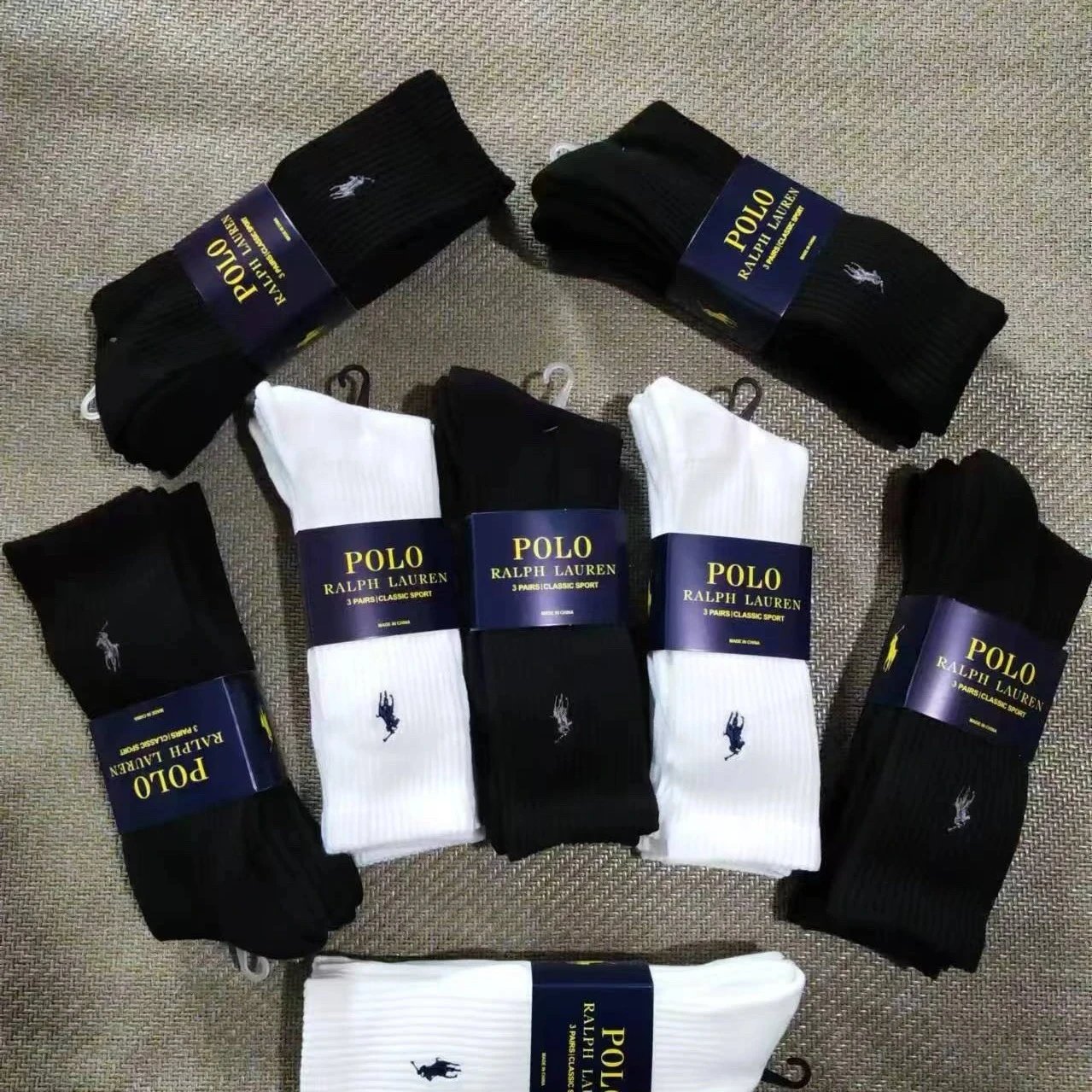 Polo Ralph Lauren Classic Sport Crew Socks Black and White - 1
