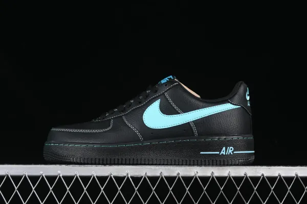 Nike Air Force 1 Low Black and Turquoise Sneakers - 1