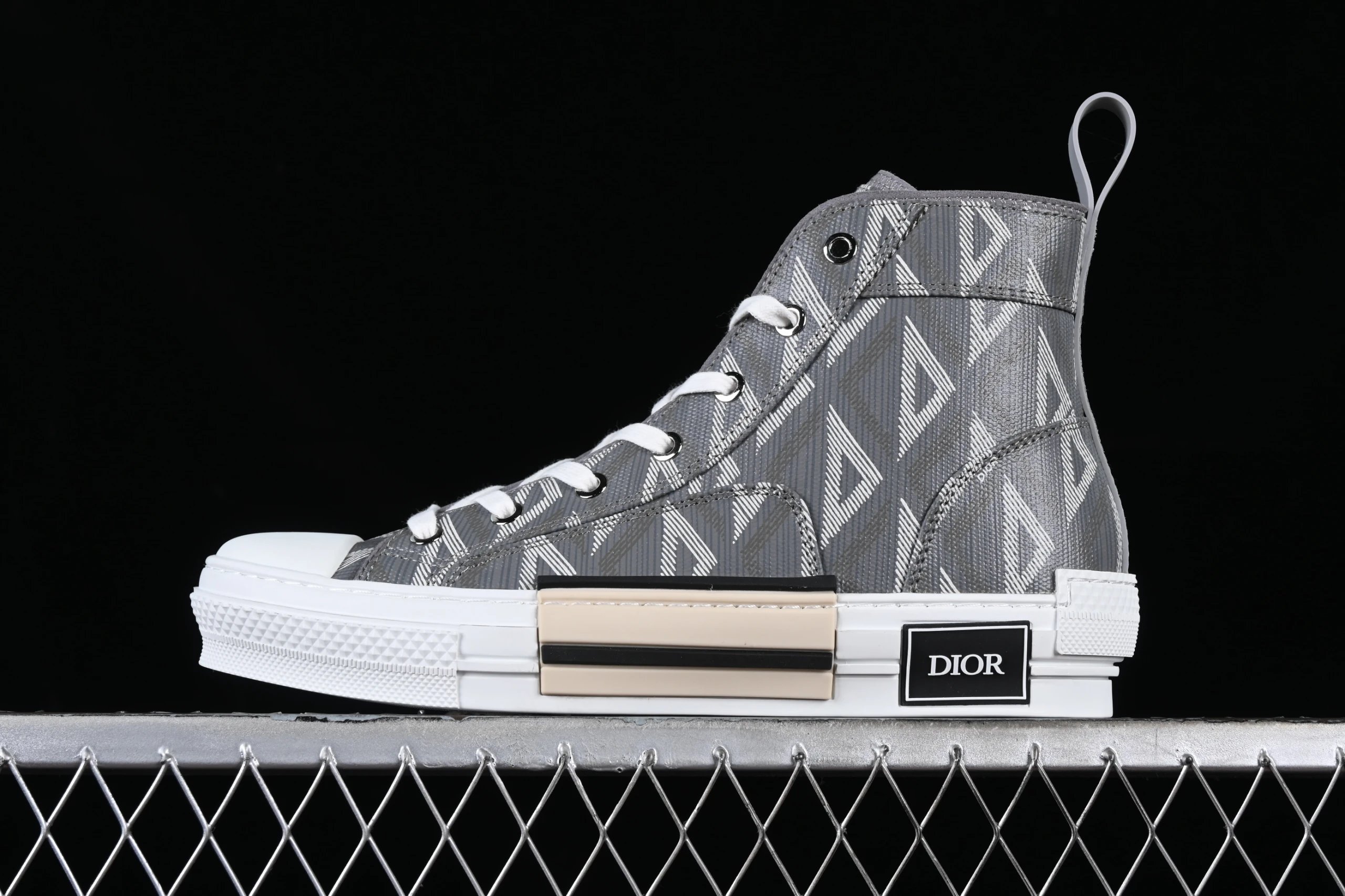 Dior B23 High-Top Oblique Gray Sneakers - 1