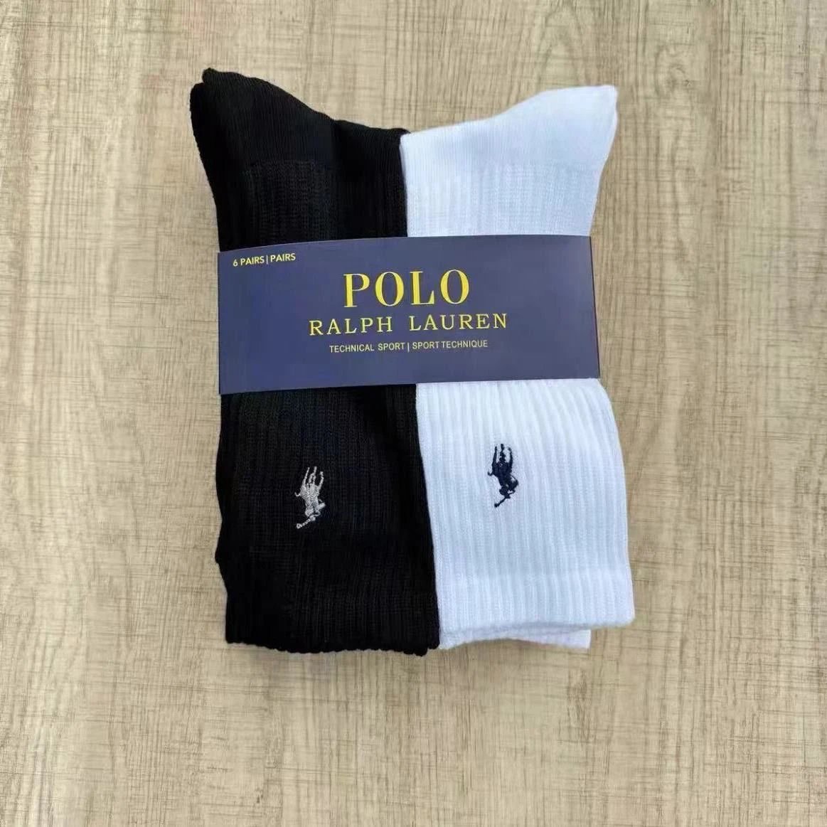 Polo Ralph Lauren Classic Sport Crew Socks Black and White - 5