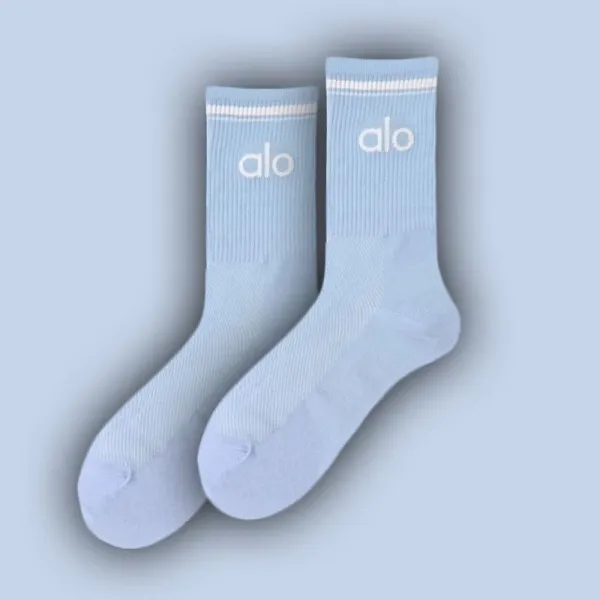 Alo Yoga Classic Logo Crew Socks Light Blue - 1