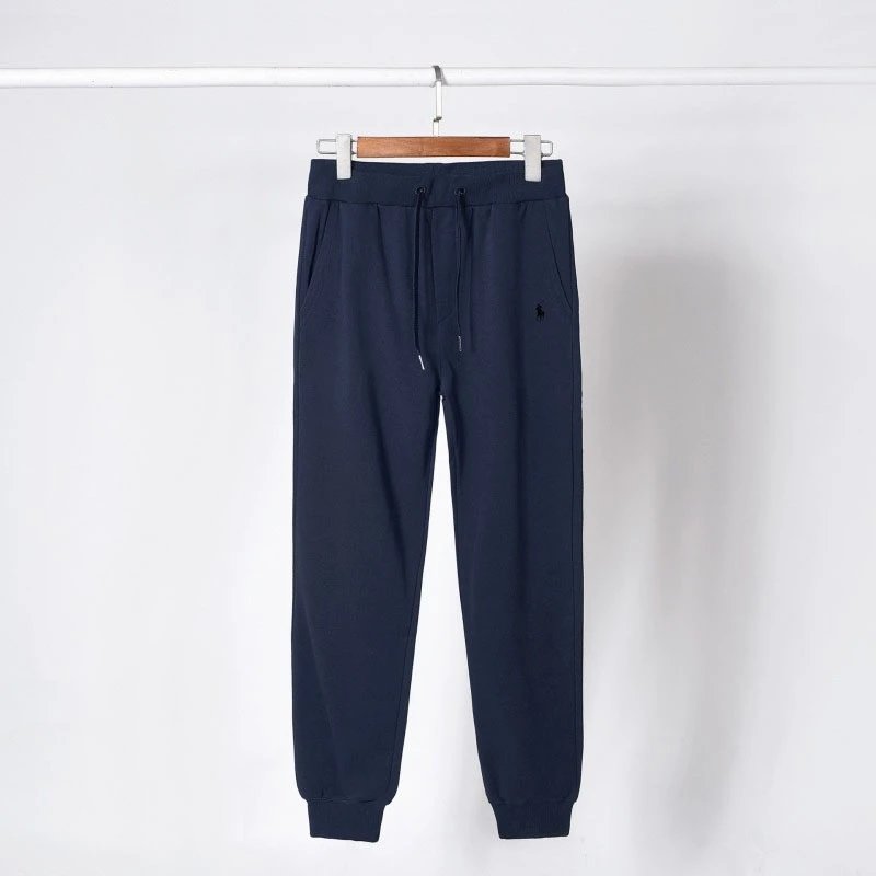 navy pants with black label