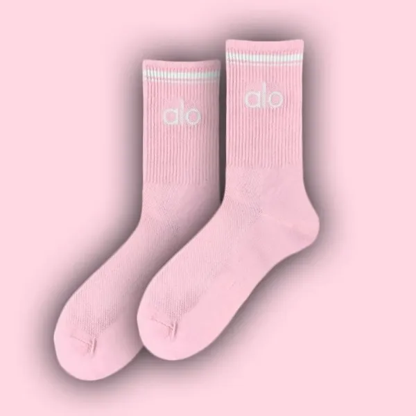 Alo Yoga Classic Logo Socks Pink - 1