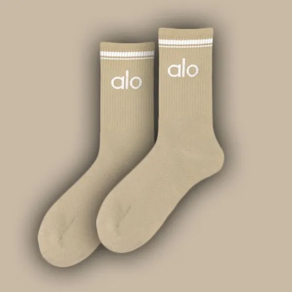 Alo Yoga Logo Socks Beige Socks - 1