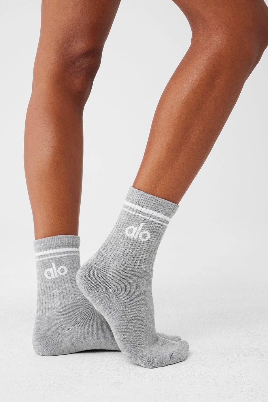 Alo Yoga Logo Socks White with Pink Trim Socks - 6