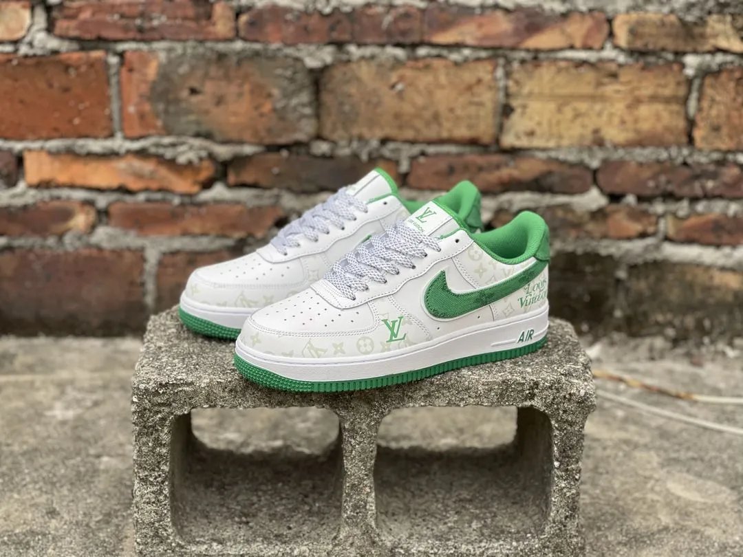 Nike Air Force 1 White Green Collaboration Sneakers