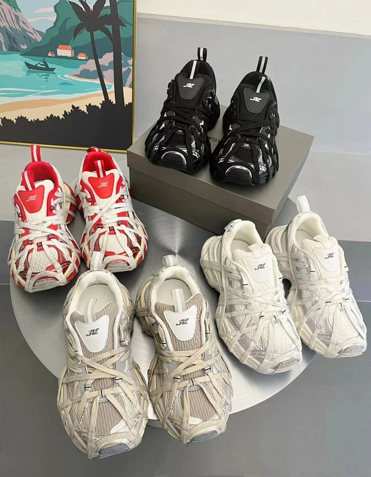 Retro Distressed Dad Sneakers Paris Spider Design
