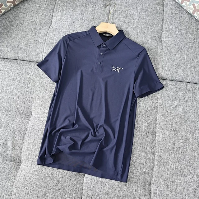 客供冰丝面料,三标齐全,不挑年龄:始祖鸟 男士 夏季短袖商务休闲翻领