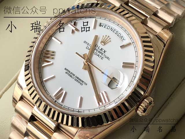 【18K玫瑰金】劳力士星期日历 40mm白面 【18K玫瑰金】劳力士星期日历 40mm白面