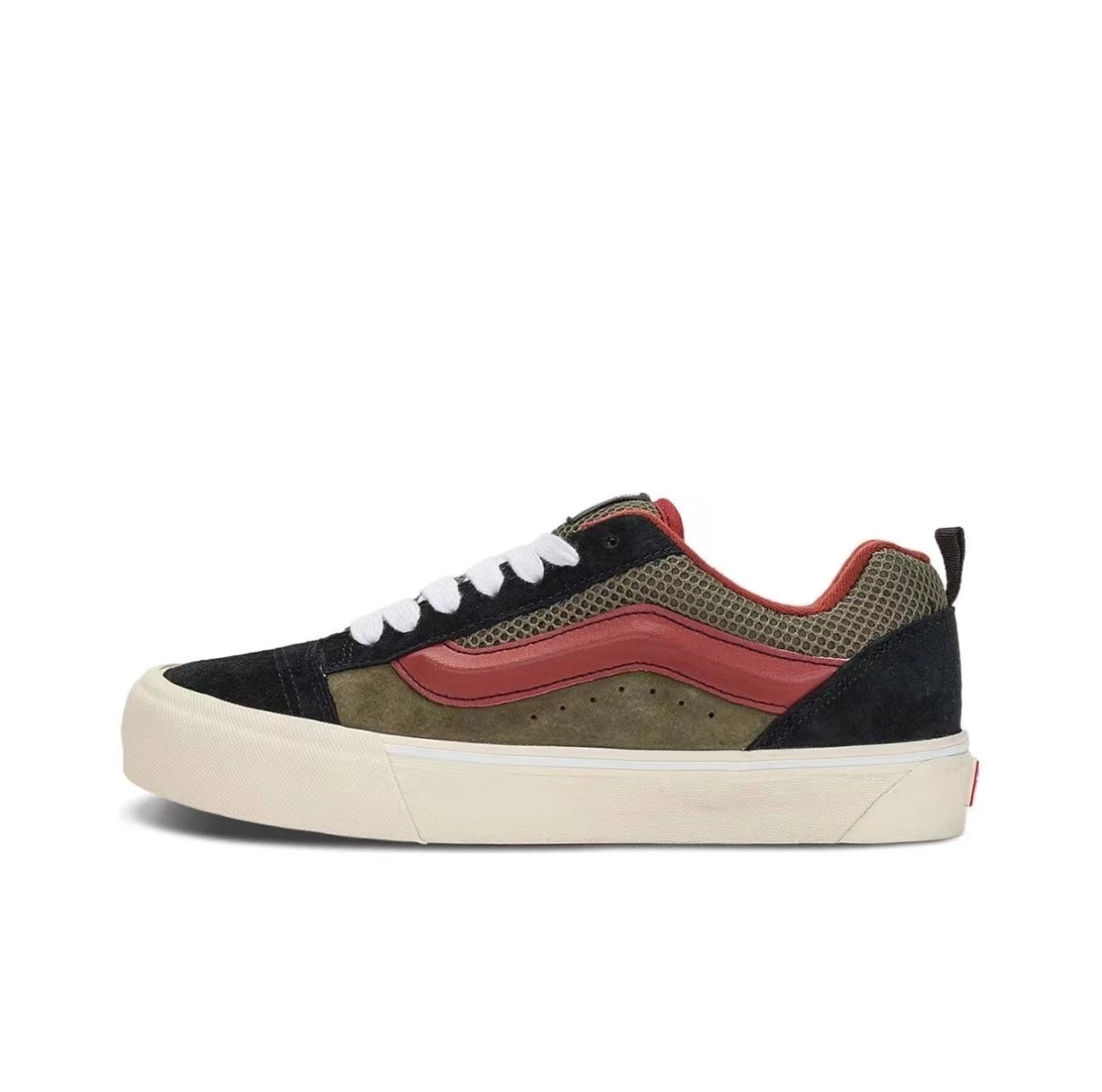 Wansi bread shoes in black, white, and red