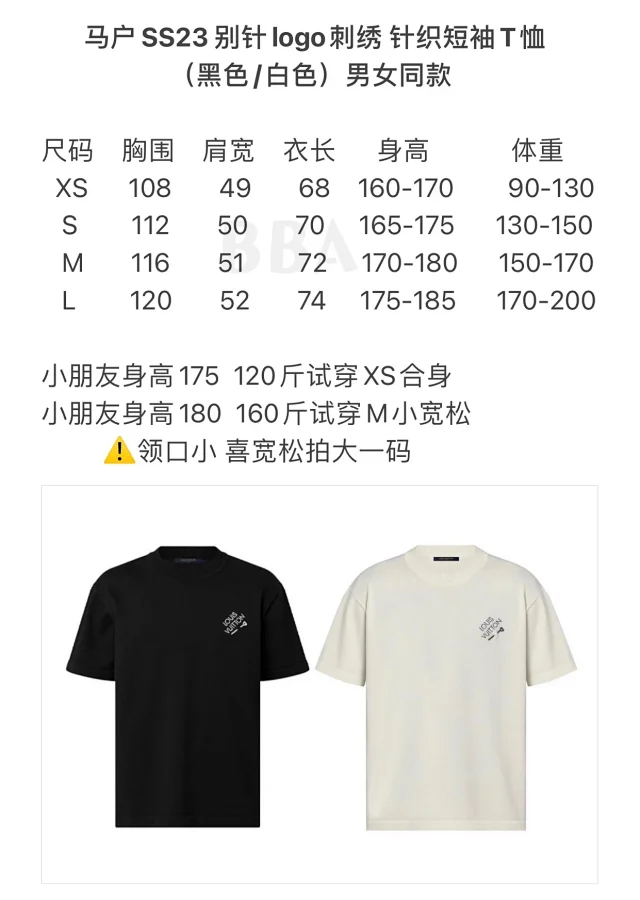 【高定版】驴家LV SS23 别针logo刺绣 针织短袖T恤