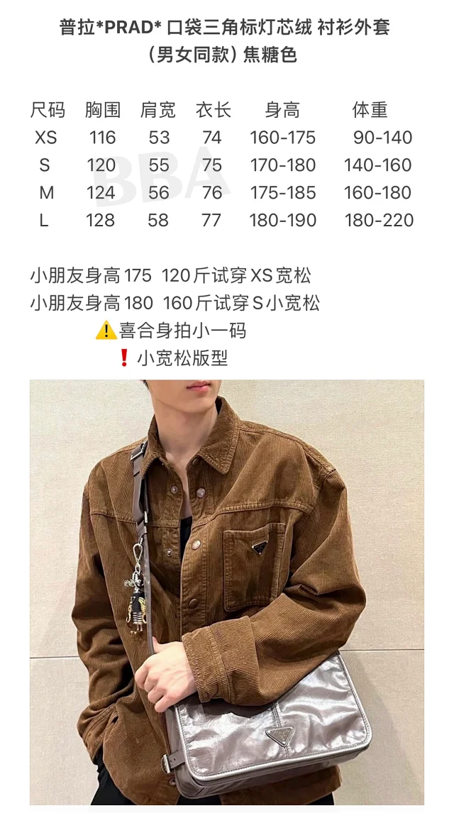 【1:1高定】普拉达 PRADA 口袋三角标灯芯绒 衬衫外套 | 版本对比 