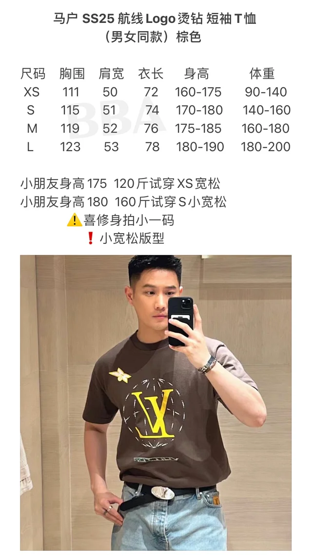 【高定版】驴家LV SS25 航线Logo烫钻短袖T恤