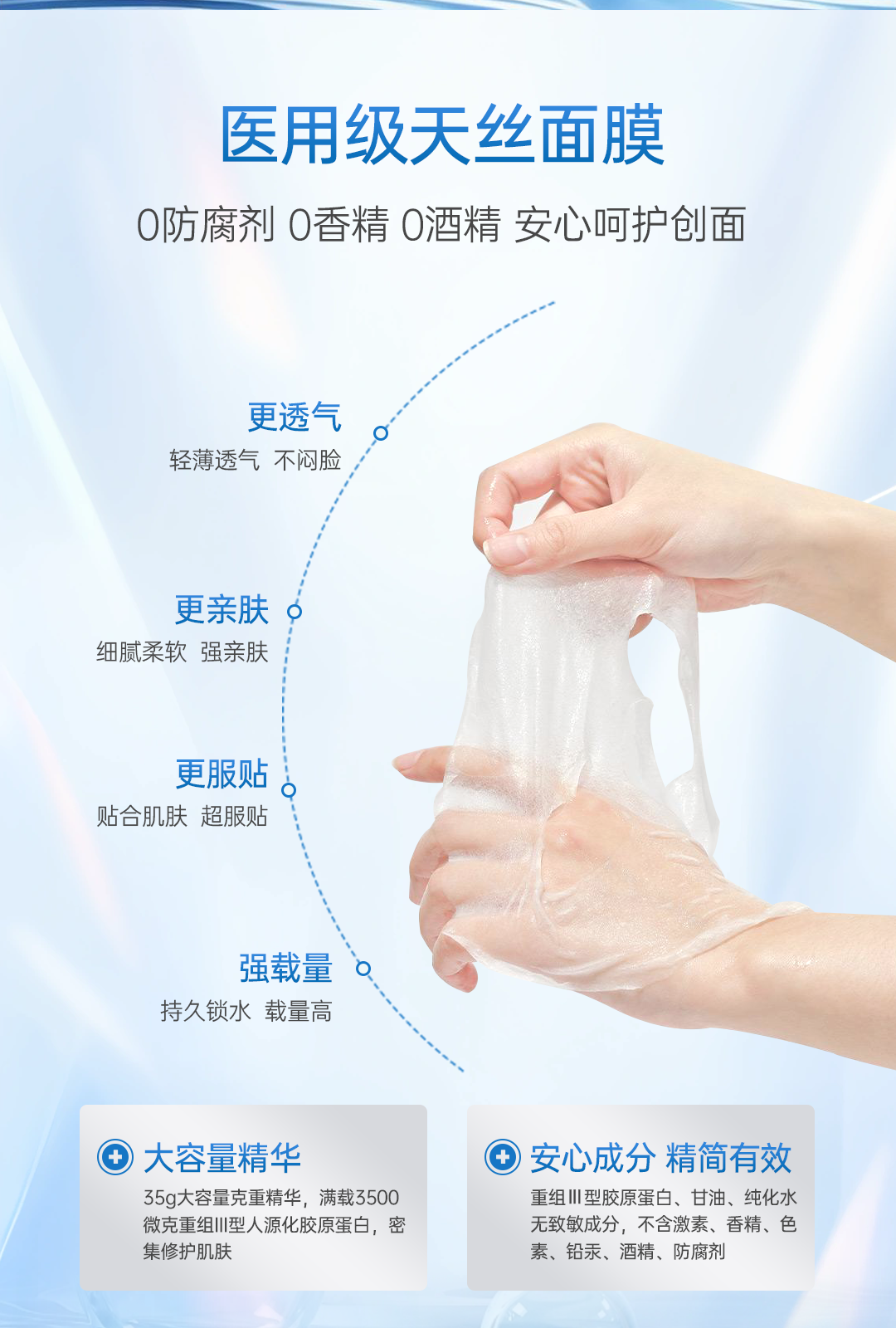 [Medical Beauty Warehouse] Skin based research Recombinant type III humanized collagen facial mask 35g * 5 pieces/box [Mechanical] * Use cold compress to repair water after polishing surgery