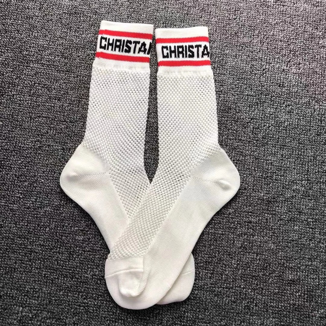Dior Socks White Mesh with Logo Cuff Socks - 6
