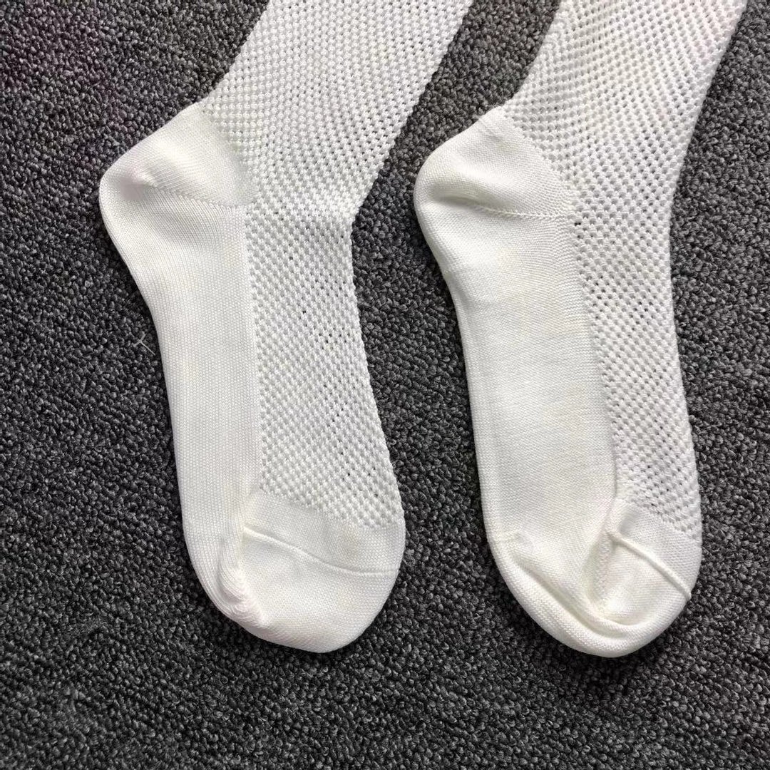 Dior Socks White Mesh with Logo Cuff Socks - 5