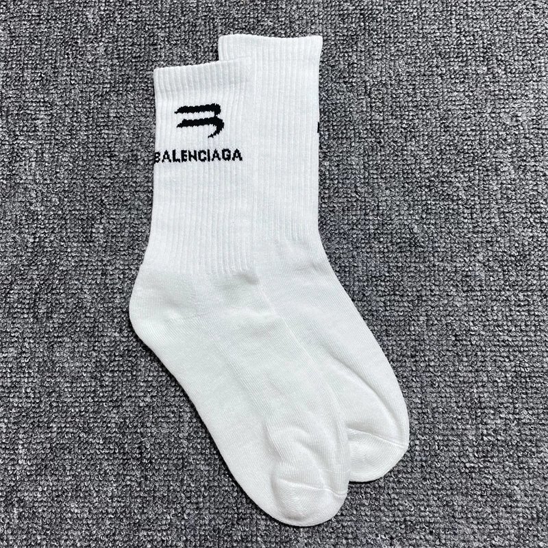 Balenciaga Logo Socks White - 5
