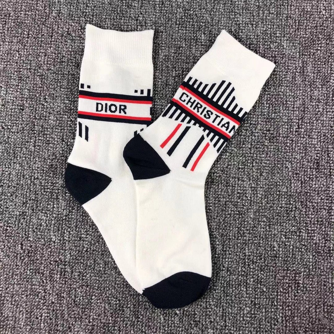 Dior Oblique Stripe Socks Navy Red White - 5