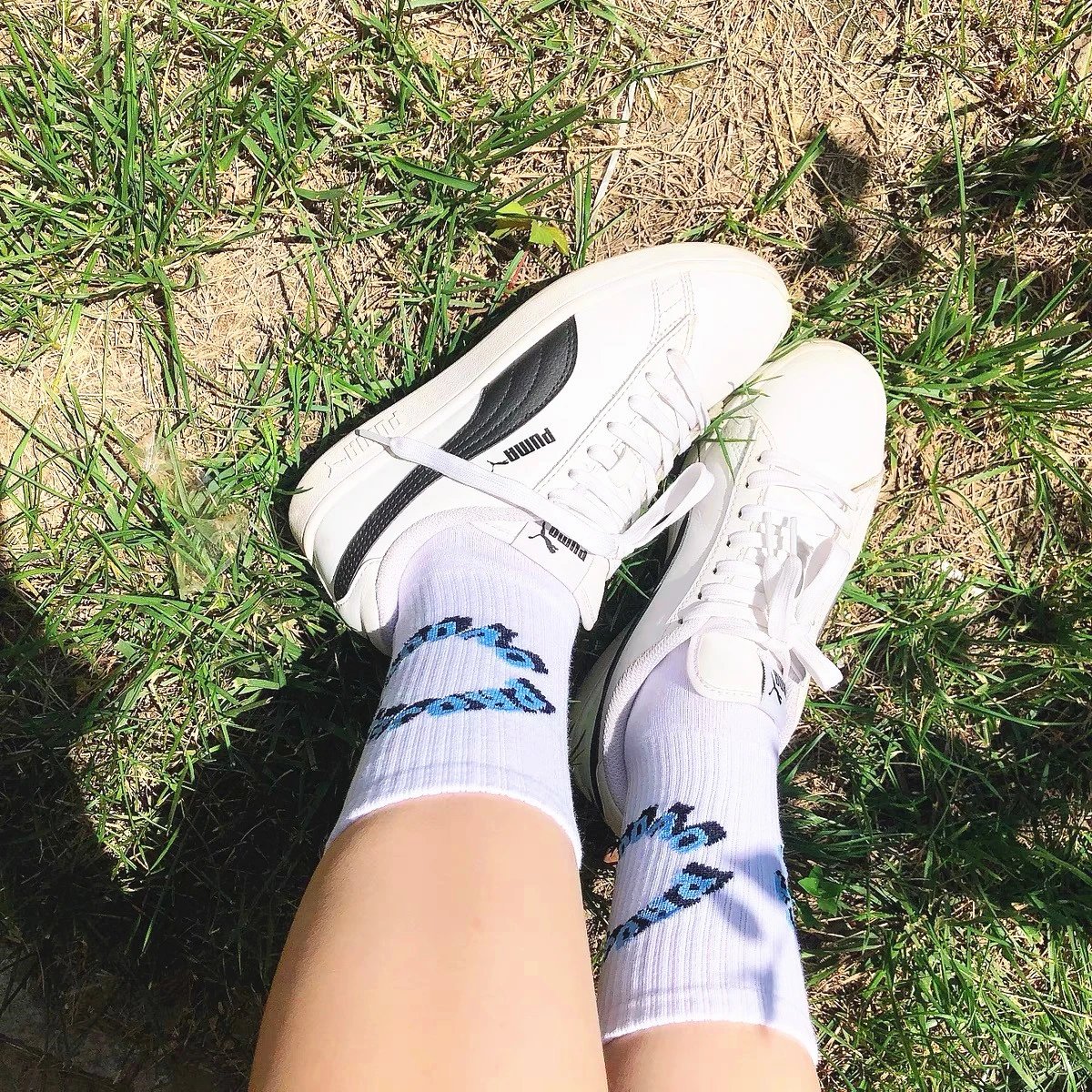 NOAH Project Circle Logo Crew Socks White - 8