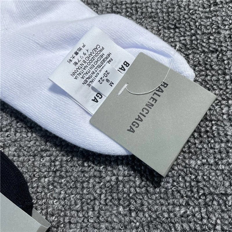 Balenciaga Logo Ribbed Crew Socks White - 6