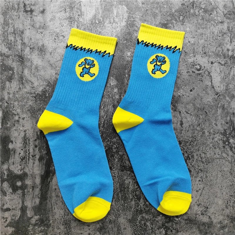Design Grateful Dead Dancing Bear Blue Yellow Socks