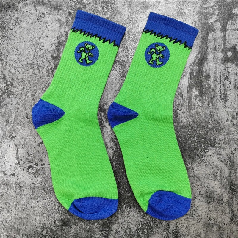 Design Grateful Dead Dancing Bear Green and Blue Crew Socks