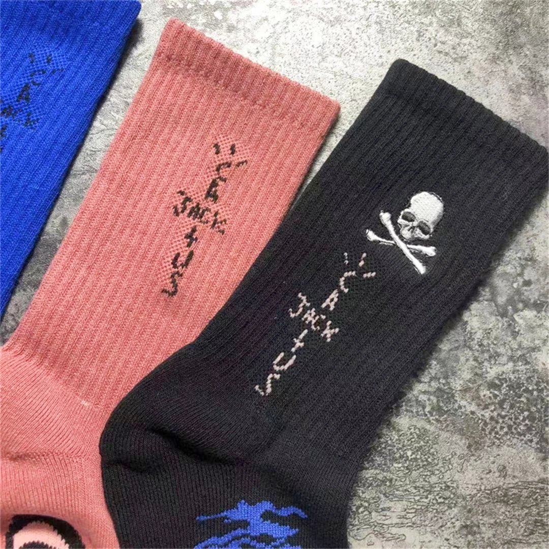 Cactus Jack Logo Socks Blue - 4