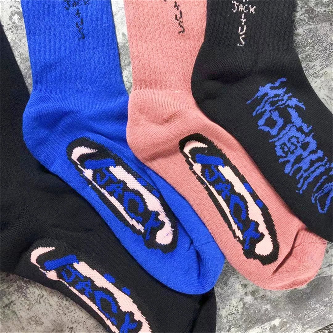 Cactus Jack Logo Socks Blue - 3