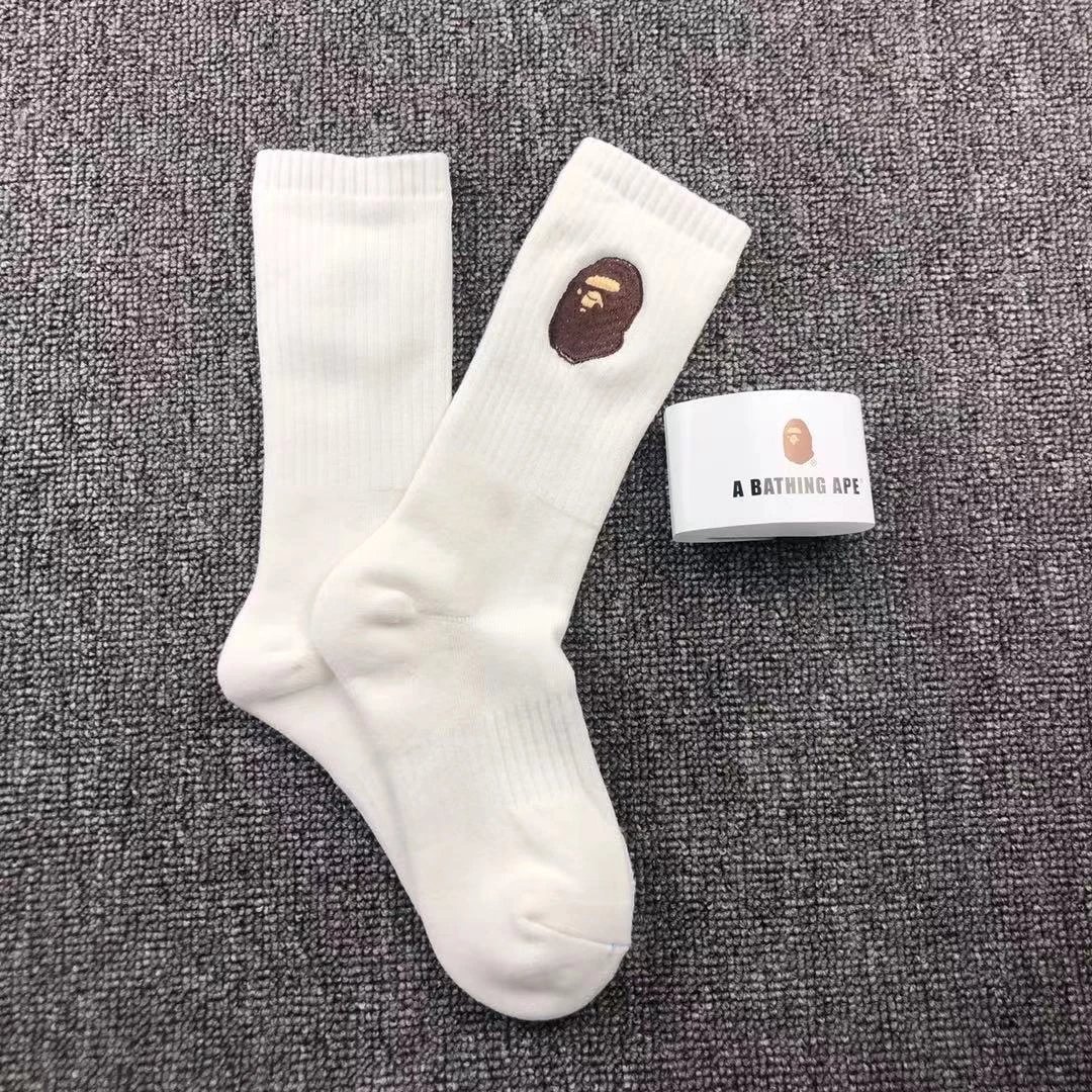 2021 Ape Embroidered Large Icon Bape Socks Medium High Socks