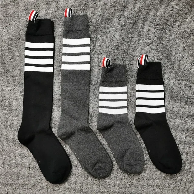 Thom Browne Socks Four-Bar Striped with Tricolor Grosgrain Loop product detail image 1