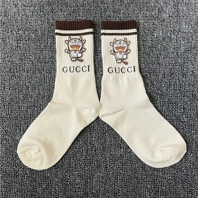 Gucci Socks Striped crew with cartoon character embroidery product detail image 6