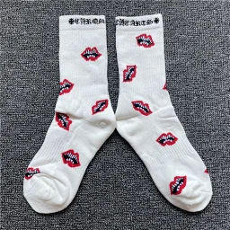 thumbnail for Chrome hearts socks European and American new socks women's red lips mid-tube socks piles of socks Internet celebrity Chen Tai same style trendy outfit