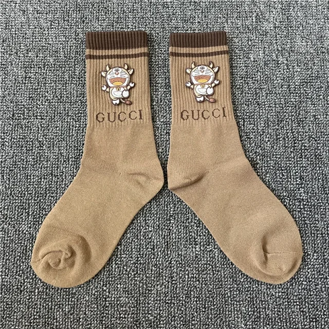 Gucci Socks Striped crew with cartoon character embroidery product detail image 4