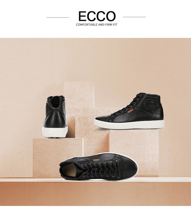 高帮版、黑白皆有、可组情侣鞋：ECCO爱步 柔酷7号 高帮休闲板鞋 团购价369元包邮（天猫1279） 买手党-买手聚集的地方