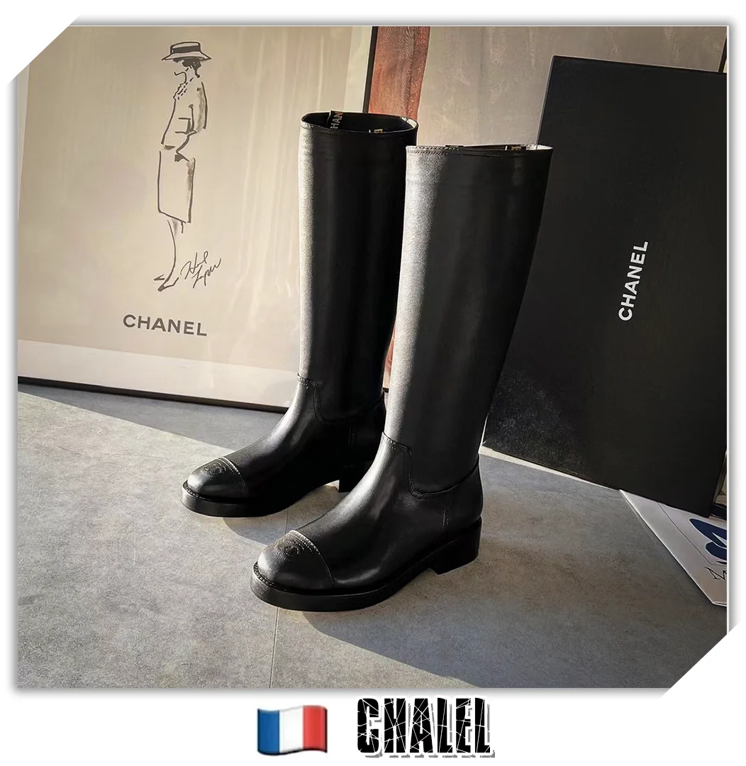 🇫🇷【外贸渠道】2021新款香奈儿Chanel小香牛皮直筒骑士靴代购级！！！