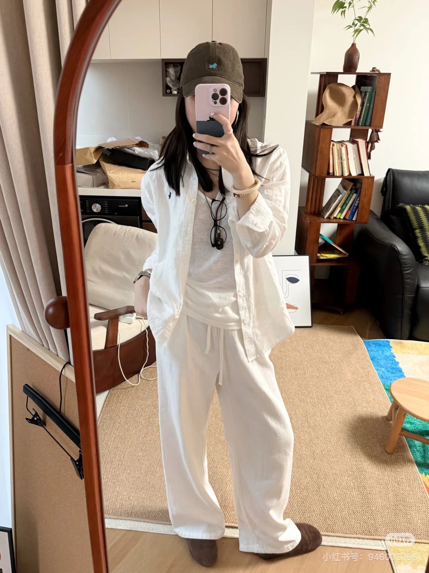 Six-color straight linen pants 2663M