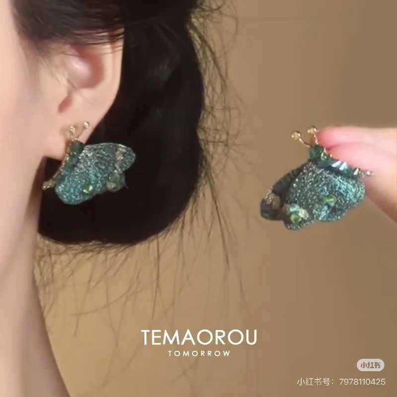Celebrity style shes colorful butterfly dream embroidered butterfly earrings