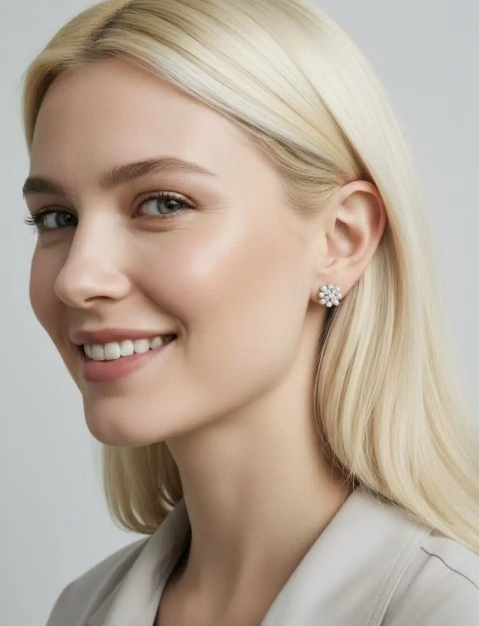 Pearl and Diamond Stud Earrings/Four-leaf Clover Pearl Earrings