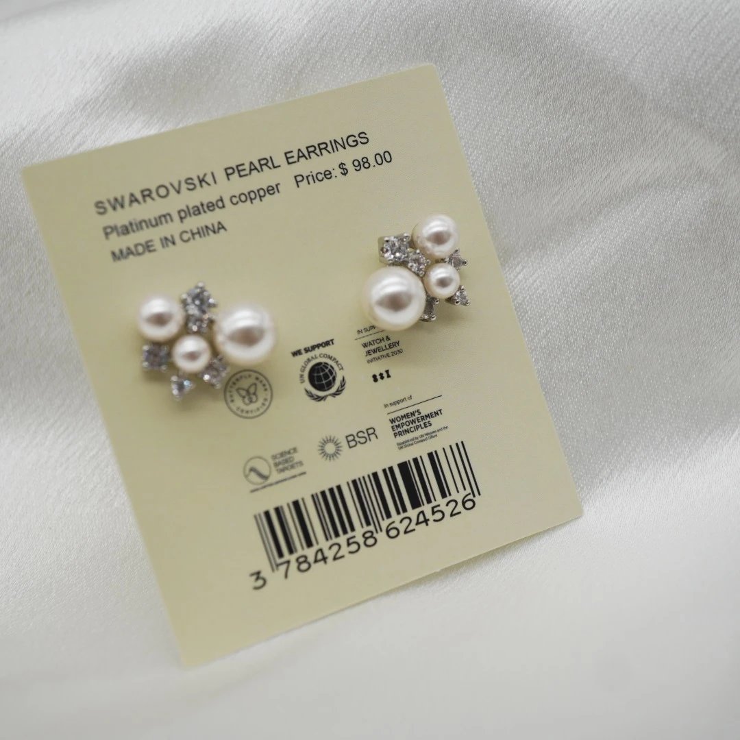 Gentle temperament pearl zircon earrings
