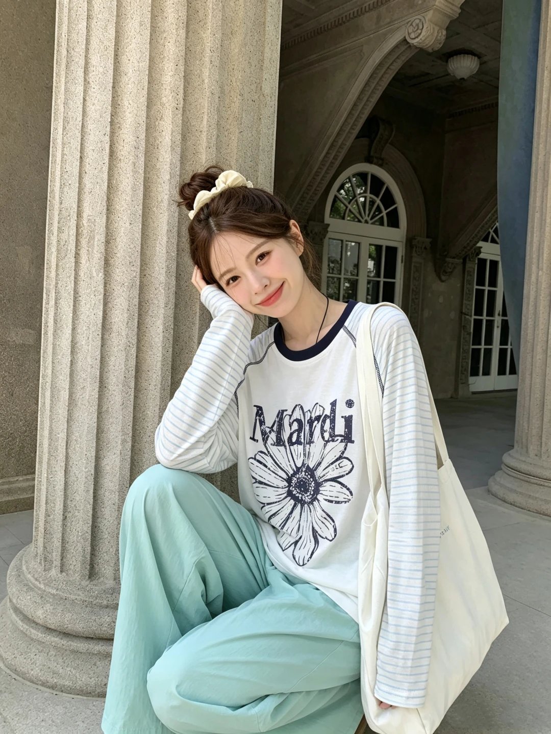 Vintage Daisy Raglan Long Sleeve Sun Protection T-Shirt