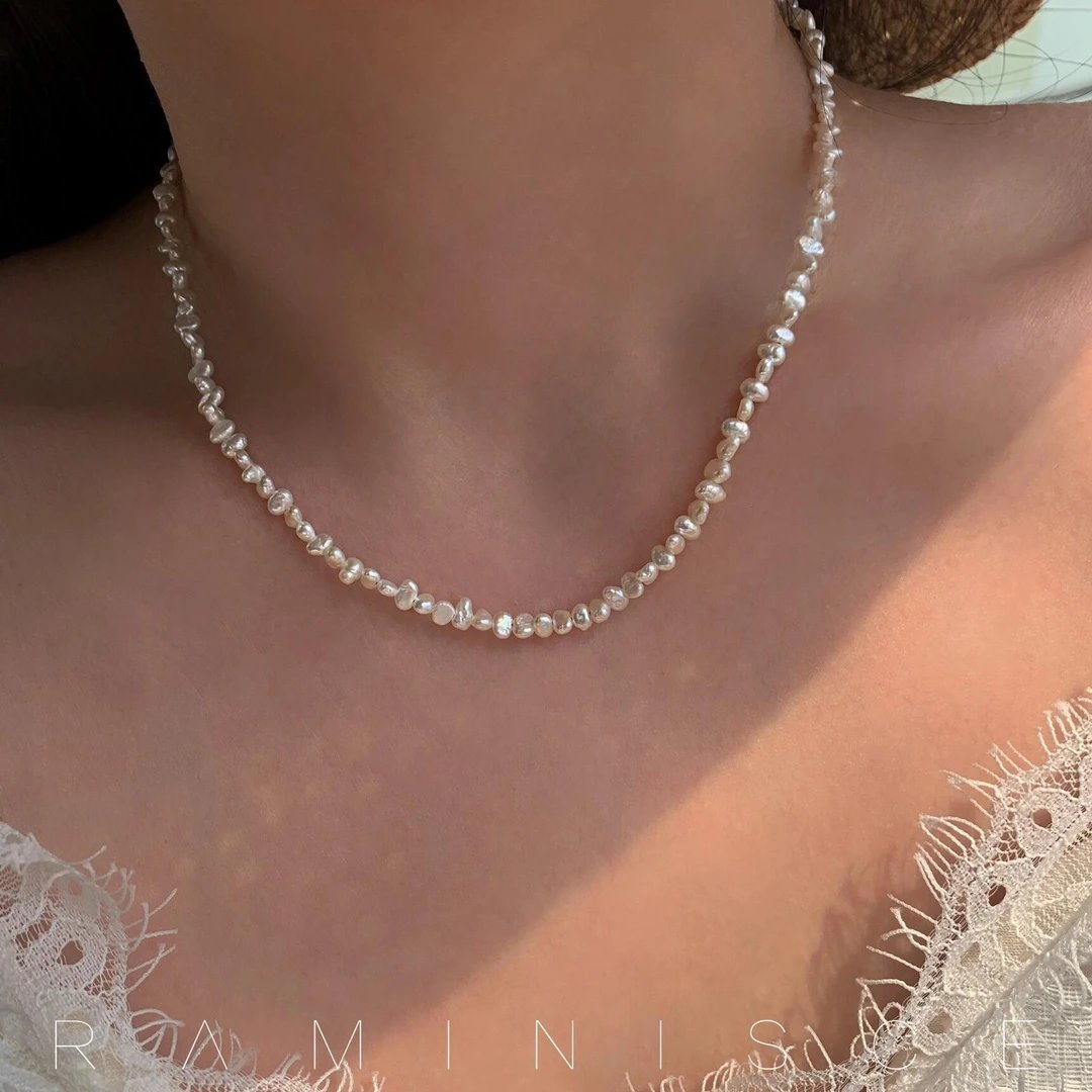 Clearance! OEM surplus! Danish niche anni's latest A+ strong light broken silver baroque pearl necklace