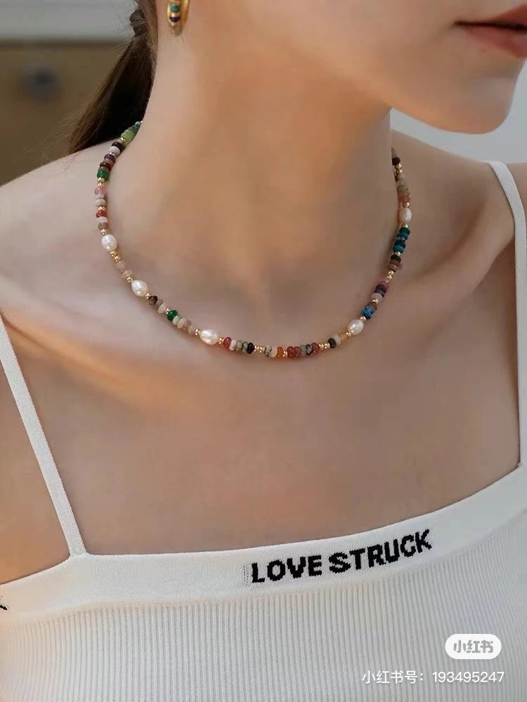 Dopamine natural colored gemstone pearl necklace/bracelet