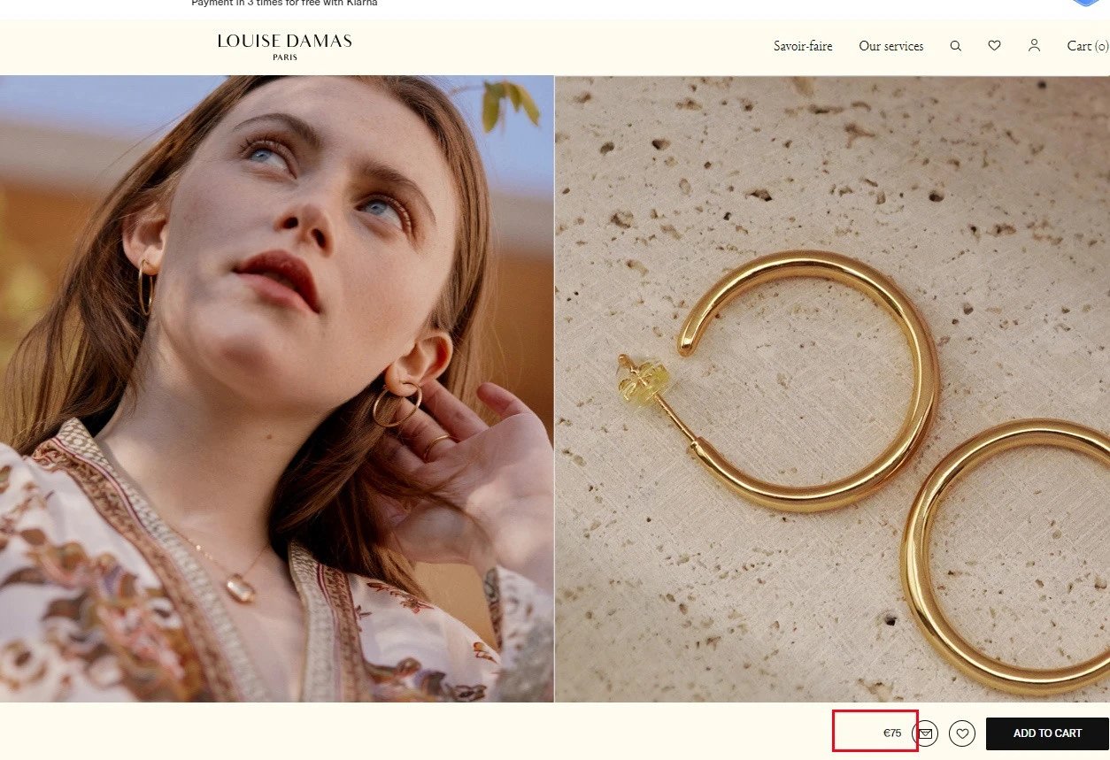 Same style as Liu Yifei and Liu Wen! French brand order! Louise Damas classic plain hoop earrings
