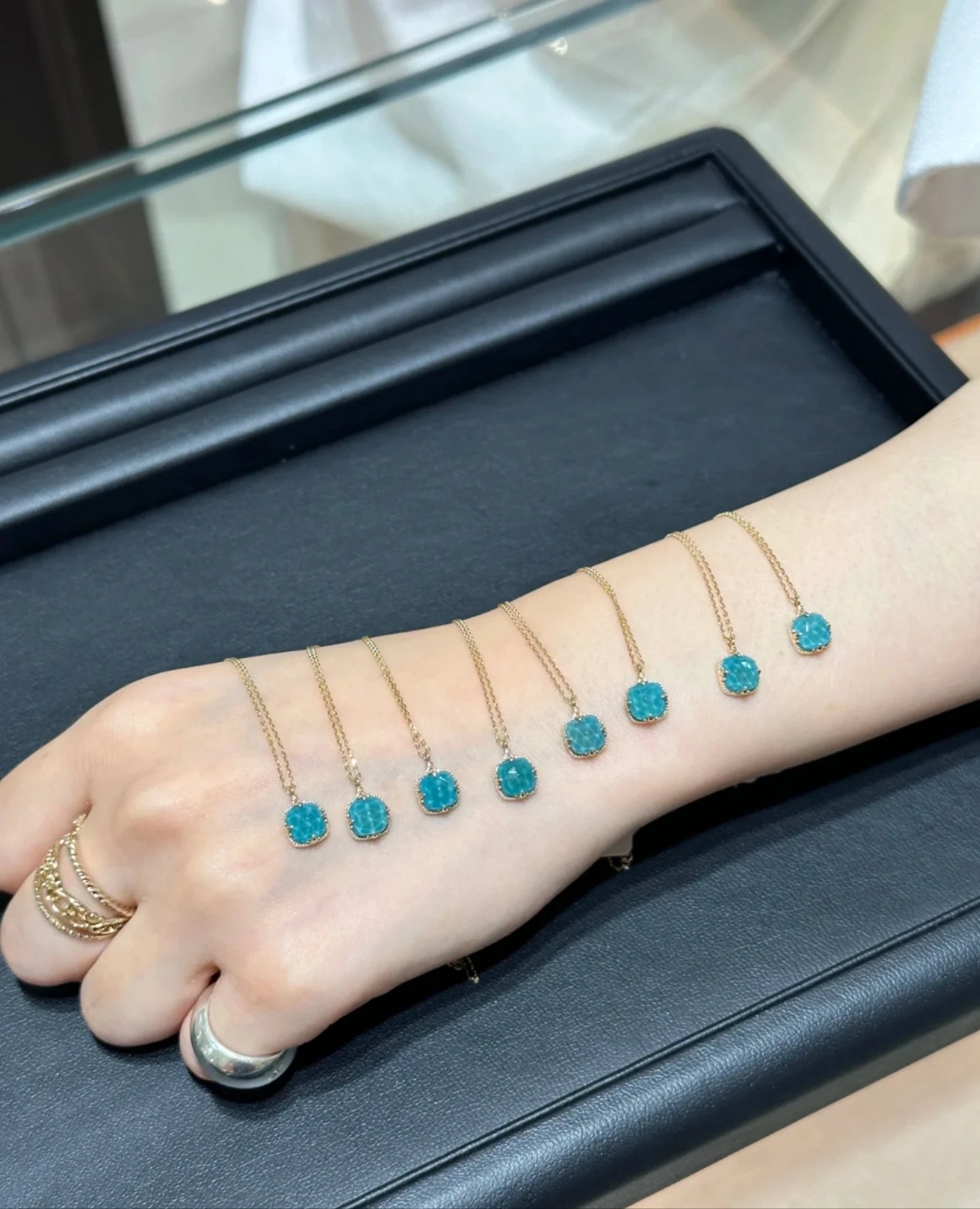 Japanese niche agete same style turquoise necklace and earrings